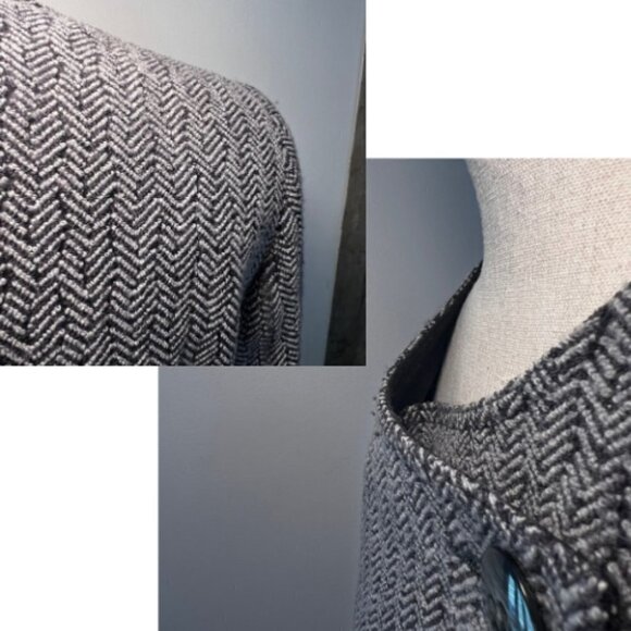 ARMANI COLLEZIONI Wool Herringbone Blazer Jacket Asymmetrical Buttons Size 4 - Picture 16 of 16